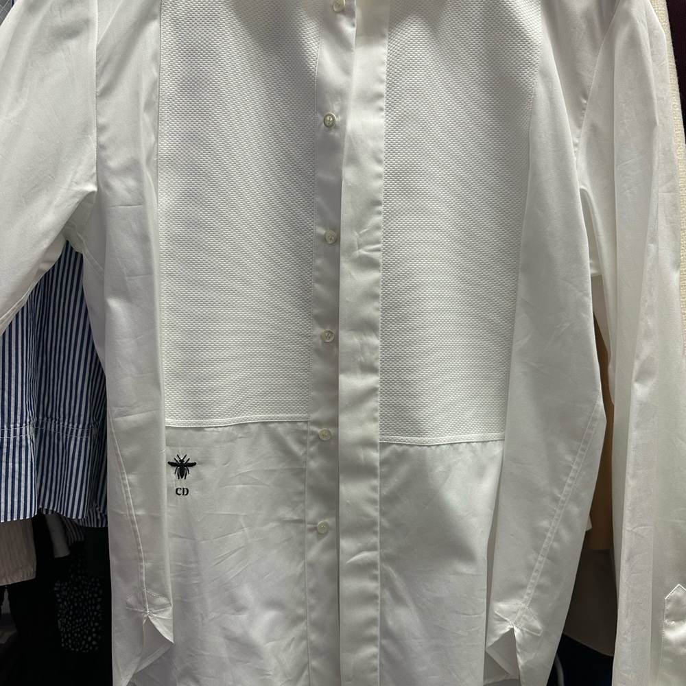 SOLD- Dior White Dress Shirt with Embroidered Detail